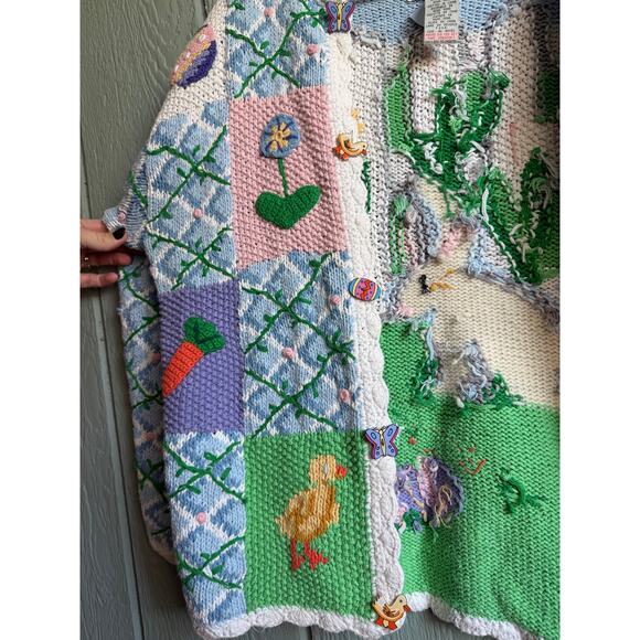 Rare Vintage 1993 Eagle's Eye Easter Spring Embroidered Cardigan, Small - Picture 4 of 9